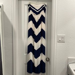 Navy/White Chevron Maxi Dress